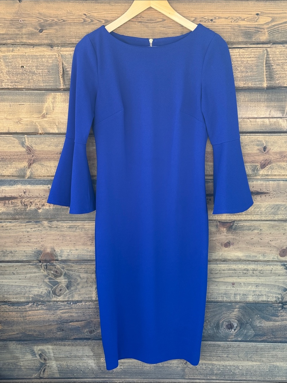 Calvin Klein Cobalt Blue Bell-Sleeve Sheath Dress